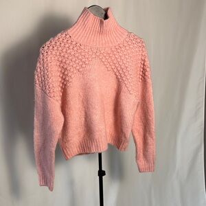 Free People Blush Pink Bubble-Stitch Turtleneck Sweater